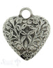 Silberherz bauchig antik mit Blumen 44x38mm Dicke: 21mm mit Öse - Shanti Enterprise AG