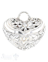 Silberherz bauchig durchbrochen 40 x 36 mm Dicke: 20mm geschwärzt