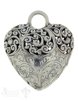 Silberherz bauchig durchbrochen 43x37mm Dicke: 21mm geschwärzt mit Öse