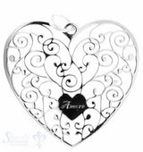 Herz 35x33 mm durchbrochen mit Schriftzug Amore Silber 925