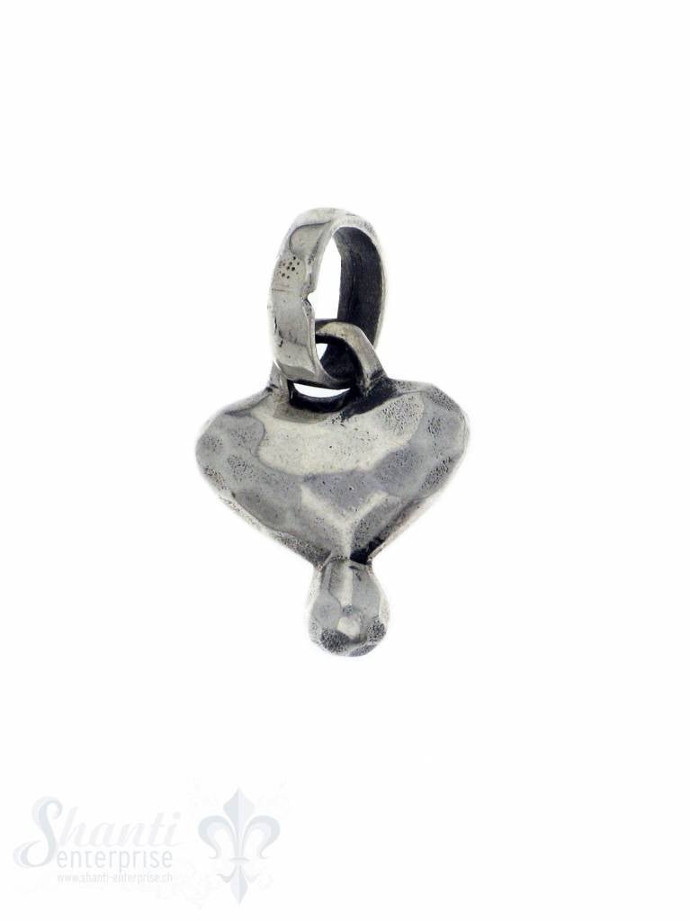 Silberherz gehämmert, mit Tropfen ca. 13,5 x16,5 mm - Shanti Enterprise AG