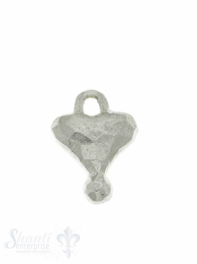 Silberherz gehämmert mit Tropfen matt 15.50 x 20.00 mm - Shanti Enterprise AG