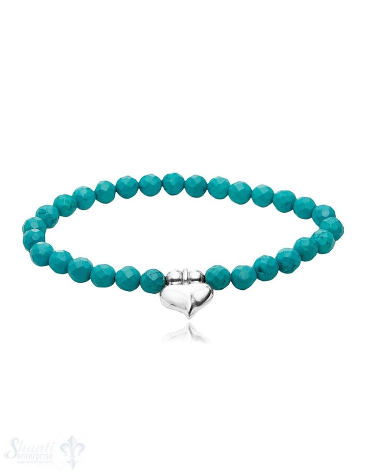 Silberherz mit Edelsteine Armband 6 mm - Shanti Enterprise AG