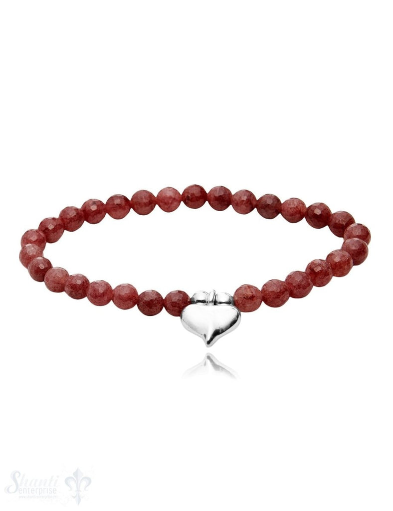 Silberherz mit Edelsteine Armband 6 mm - Shanti Enterprise AG