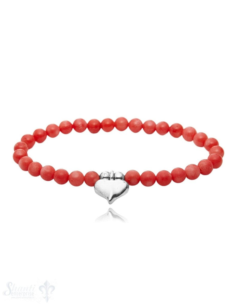 Silberherz mit Edelsteine Armband 6 mm - Shanti Enterprise AG