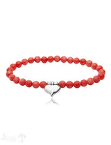 Silberherz mit Edelsteine Armband 6 mm