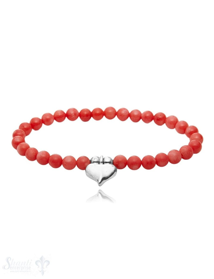 Silberherz mit Edelsteine Armband 6 mm - Shanti Enterprise AG