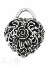 Silberherz mit Rosenmuster durchbrochen ca. 28 x 34,5 mm