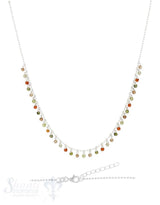 Silberkett mit Kügeli 42 / 45 cm:olive-orange Zirkon gefärbt fein Grössen verstellbar