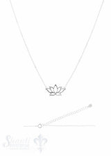 Silberkette Anker fein Silber hell mit Lotusblume durchbrochen 38-43 cm Grössen verstellbar Karabine