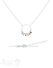 Silberkette Anker mit 45 cm Zirkon Anhänger multi- multicolor in kreis mit Karabiner - Shanti Enterprise AG