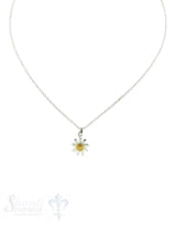 Silberkette: Blume mit Zirkonia 40cm Federring, Anker 0.9x1.2mm