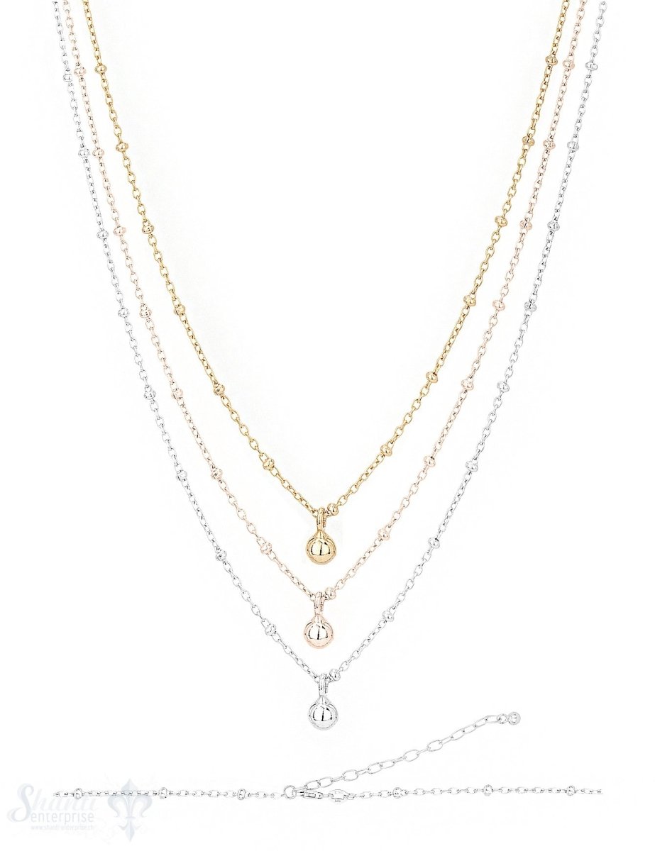 Silberkette Choker Anker fein mit Kugeli 34-40 cm mit Kugeli-Anhänger Grössen verstellbar Karabiner - Shanti Enterprise AG