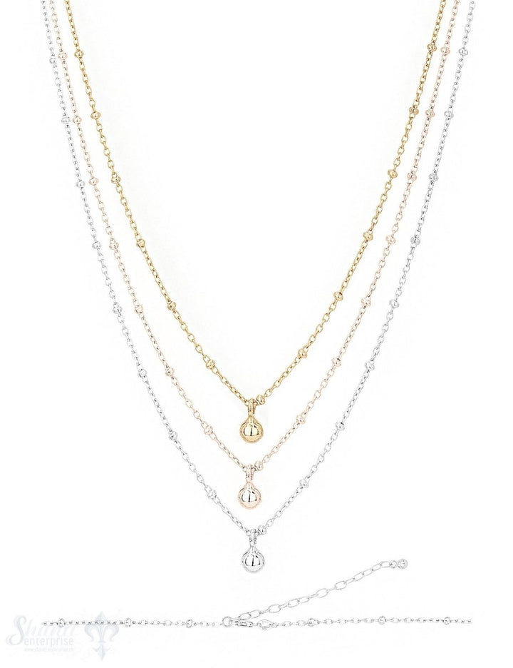 Silberkette Choker Anker fein mit Kugeli 34-40 cm mit Kugeli-Anhänger Grössen verstellbar Karabiner - Shanti Enterprise AG