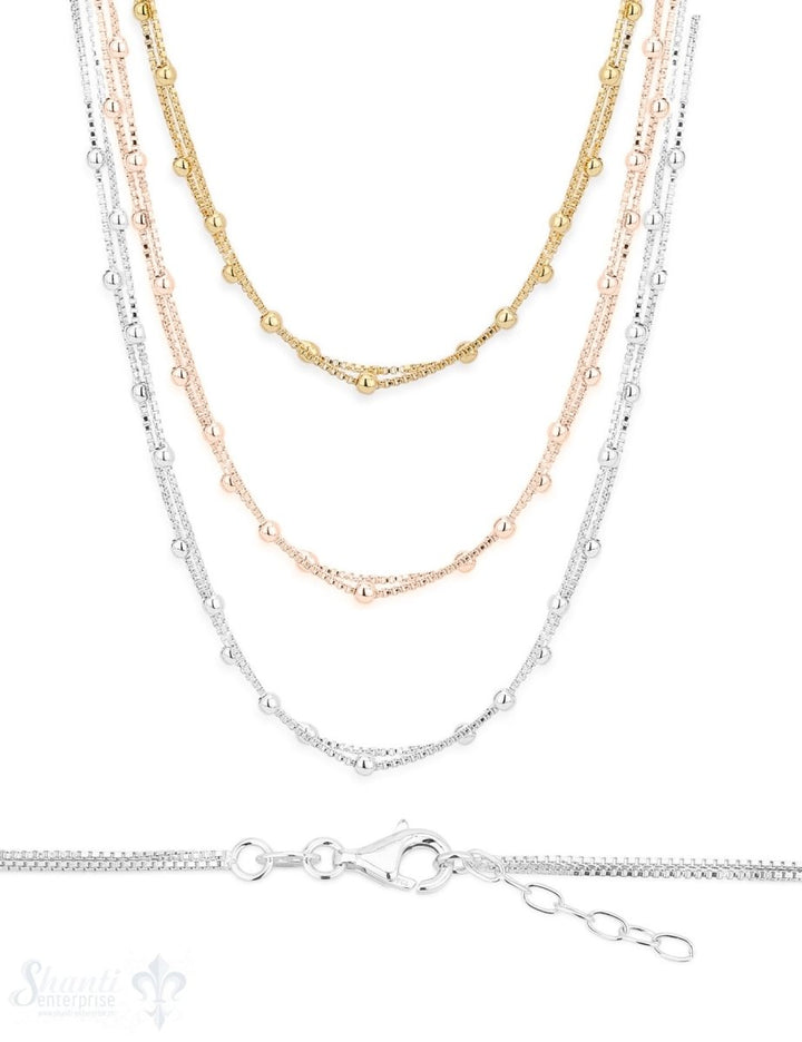 Silberkette Choker venezian 1 mm 2-reihig mit Kugeli Grössen verstellbar Karabiner - Shanti Enterprise AG