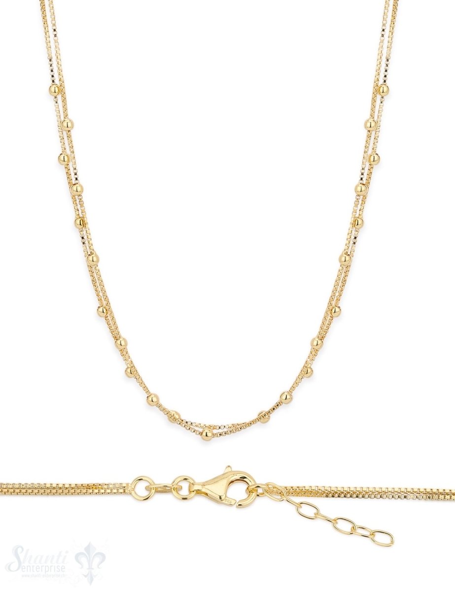Silberkette Choker venezian 1 mm 2-reihig mit Kugeli Grössen verstellbar Karabiner - Shanti Enterprise AG