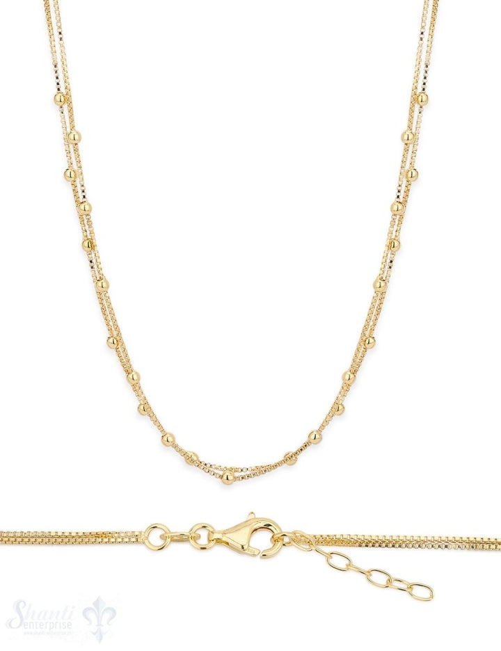Silberkette Choker venezian 1 mm 2-reihig mit Kugeli Grössen verstellbar Karabiner - Shanti Enterprise AG