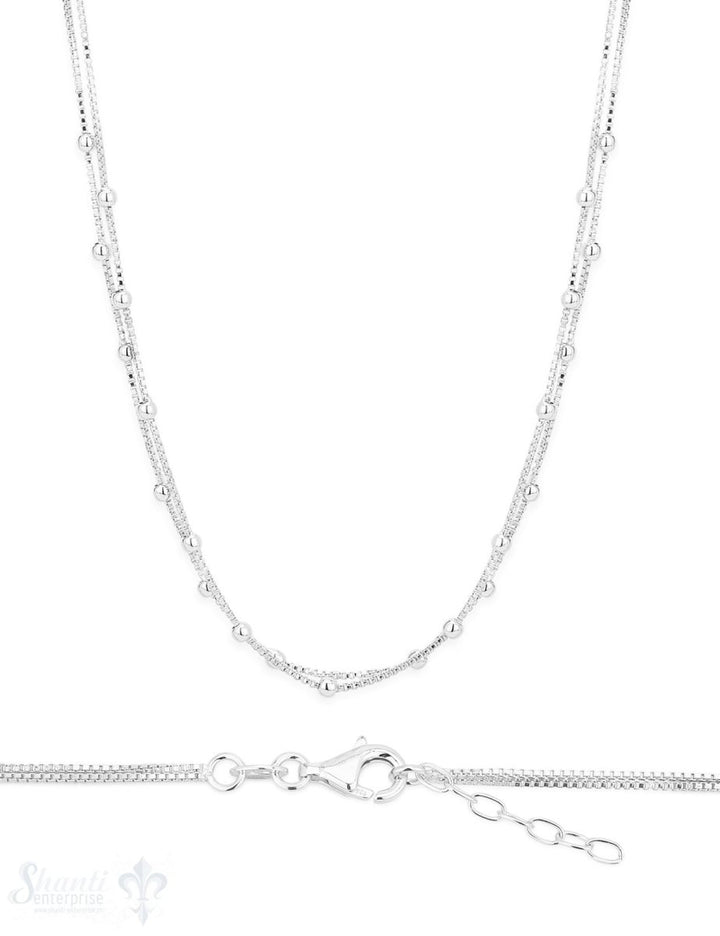 Silberkette Choker venezian 1 mm 2-reihig mit Kugeli Grössen verstellbar Karabiner - Shanti Enterprise AG