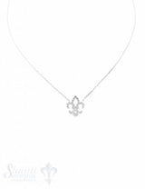 Silberkette: Fleur de Lile mit Zirkonia 42cm Karabiner, Anker 0,9x1,2 mm