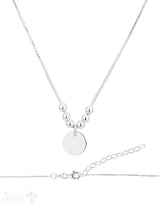 Silberkette mit Plaquette und Kugeli 36-42 cm Venezianer Grössen verstellbar Karabiner ec