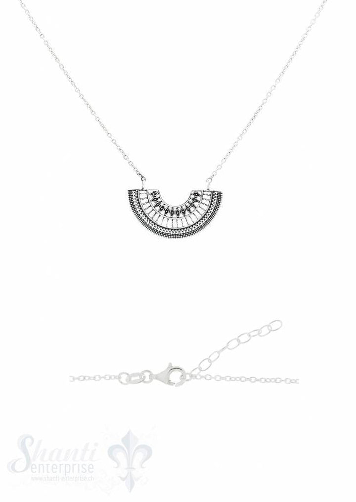 Silberkette Silber mit Halbkreis verziert durchbrochen 28x15 mm 44-48 cm Grössen verstellbar - Shanti Enterprise AG