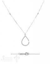 Silberkette: Tropfen mit Zirkonia 42 cm. Karabiner, Anker 0,9x1,2 mm