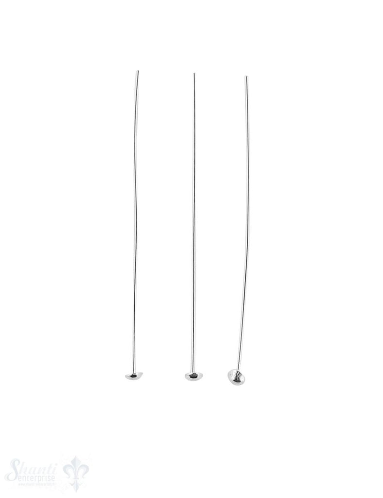 Silbernadel hell 50 mm lang 0.8 mm dick Halbkugel am Ende Pack = 16 Stk. ca. 4 gr. - Shanti Enterprise AG