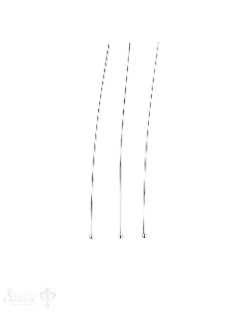 Silbernadel hell 50 mm lang Dicke 0.6 mm mit Kugel 1.2 mm Pack = 20 Stk. ca. 3 gr. - Shanti Enterprise AG