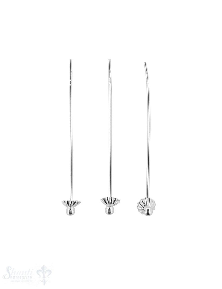 Silbernadel hell 51x1.1 mm Kappe mit Kugel 8 Stk. / Pack ca. 5 gr. - Shanti Enterprise AG