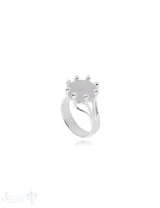 Silberring 14 mm facettiert Schiene gerillt 5 mm Krabbenfassung 10 mm hoch Silber 925 hell