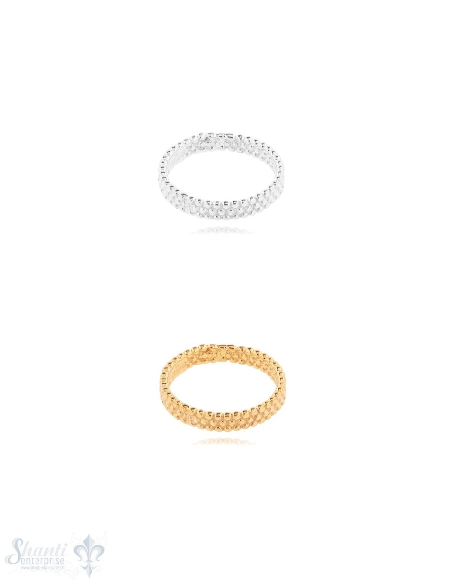 Silberring 3 reihig getupft 3,8 mm breit - Shanti Enterprise AG