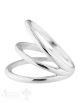 Ring 3 Ringe fächerformig geöffnet unten 1 Schiene Silber 925 ec