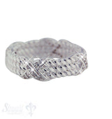 Silberring 7 mm eckig, 3xSchnur,Kreuz darüber mit Zirkonia weiss
