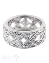 Silberring 9 mm mit Rautenmuster Zirkonia weiss