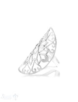 Silberring Blumen-Mandala offen, oval 20x35 mm matt