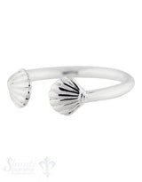 Silberring fein, mit 2 Muscheln, oben offen