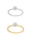 Silberring gepunktet 1.5mm mit weisser Perle - Shanti Enterprise AG
