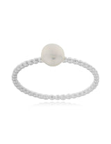 Silberring gepunktet 1.5mm mit weisser Perle
