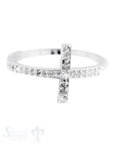 Silberring Kreuz mit Zirkonia weiss