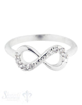 Silberring liegende acht mit Zirkonia weiss