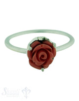 Silberring: mit Rose coralfarbig