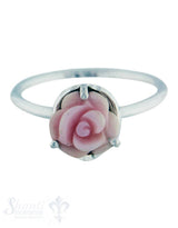 Silberring: mit Rose rosafarbig
