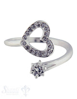 Silberring mit Zirkonia und Zirkoniaherz offen