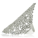 Silberring Ornament oval mit Blümchen, durchbrochen