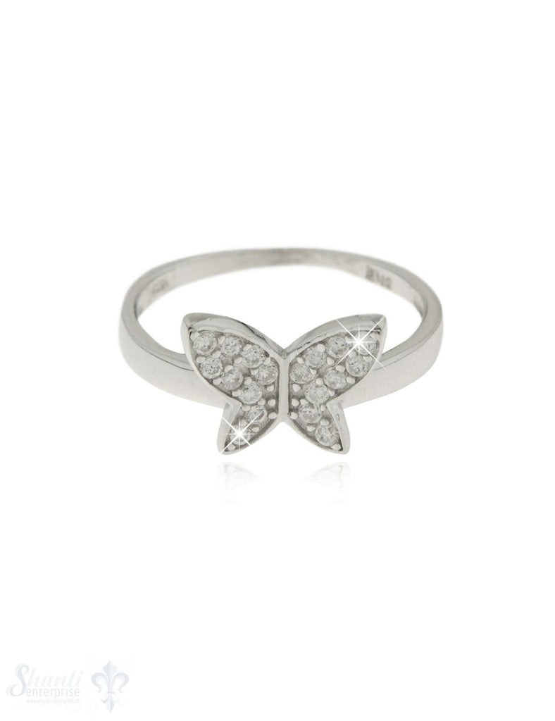 Silberring rhodiniert mit Swarovski-Schmetterling - Shanti Enterprise AG