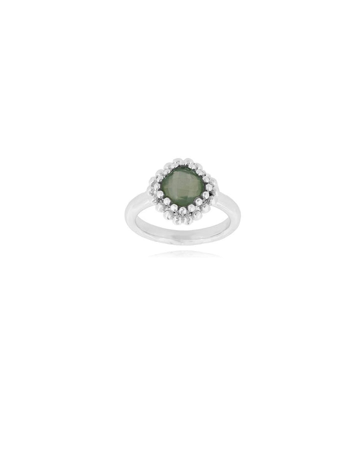 Silberring Rhombus 14x14 mm facettiert Fassung doppelreihig versetzt gepunktet Schiene 3 mm breit - Shanti Enterprise AG