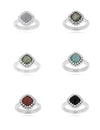 Silberring Rhombus 14x14 mm facettiert Fassung doppelreihig versetzt gepunktet Schiene 3 mm breit - Shanti Enterprise AG