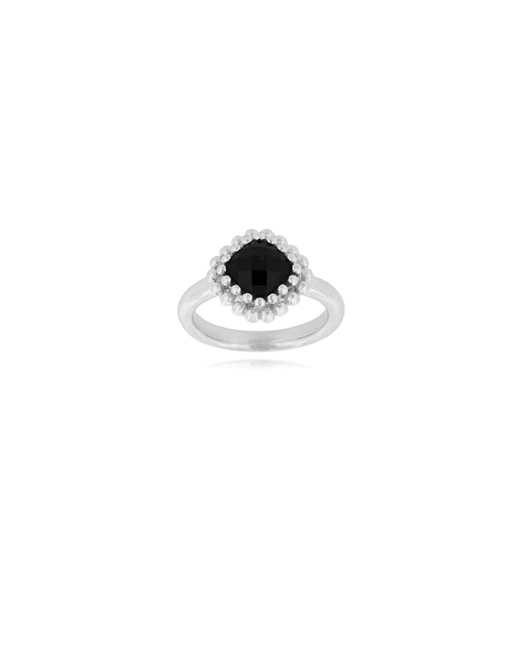 Silberring Rhombus 14x14 mm facettiert Fassung doppelreihig versetzt gepunktet Schiene 3 mm breit - Shanti Enterprise AG