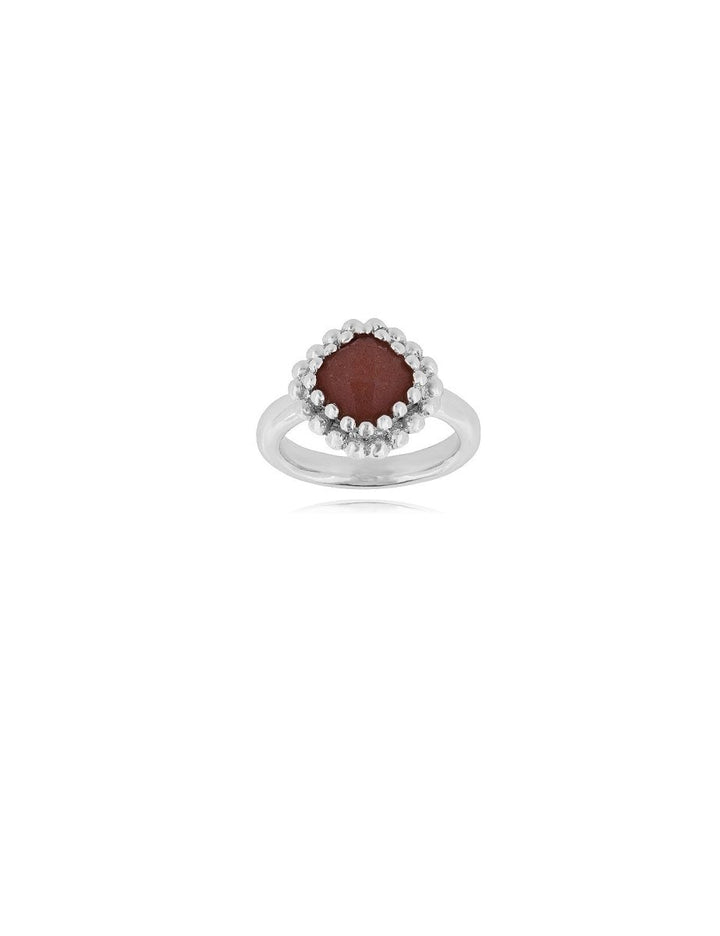 Silberring Rhombus 14x14 mm facettiert Fassung doppelreihig versetzt gepunktet Schiene 3 mm breit - Shanti Enterprise AG