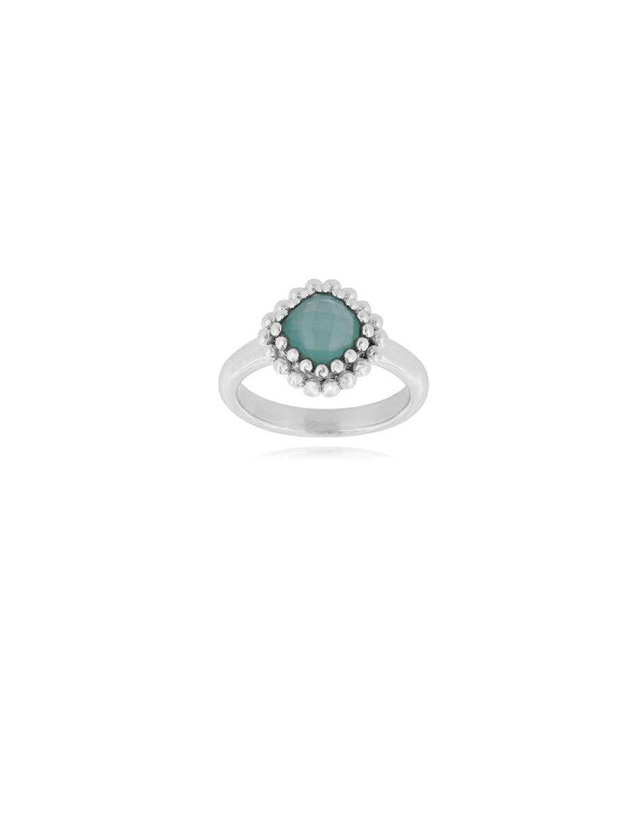 Silberring Rhombus 14x14 mm facettiert Fassung doppelreihig versetzt gepunktet Schiene 3 mm breit - Shanti Enterprise AG